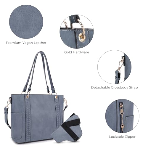 Image of JESSIE & JAMES | Austin Whipstitching Concealed Carry Tote Bag with Lock and Key, Top Handle CCW Purse | Whipstitching, Concealed Carry, with Lock and Key, Top Handle, CCW