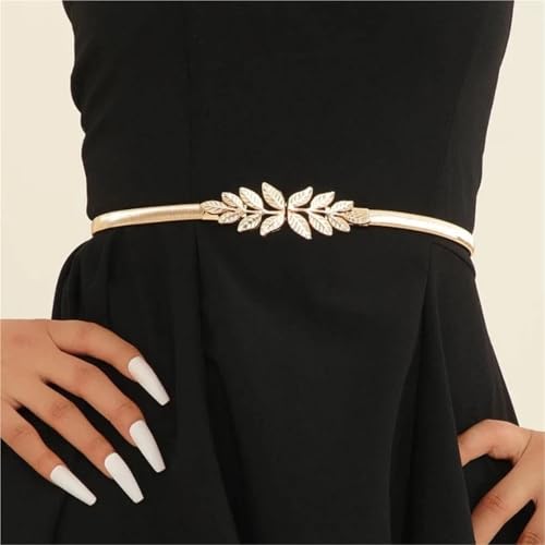 Womens Belt Fashion Leaves Gold Chain Belt Female Waist Adjustable Belts For Women Leaf Elastic Waistband2