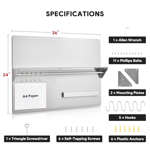 Image of Wilprep Stainless Steel Stove Backsplash, 36 inchx24 inch Range Hood Backsplash with Storage Shelf Magnetic Knife Rack, Range Backsplash with Predrilled Holes, Stainless Steel Backsplash for Stove Range Hood