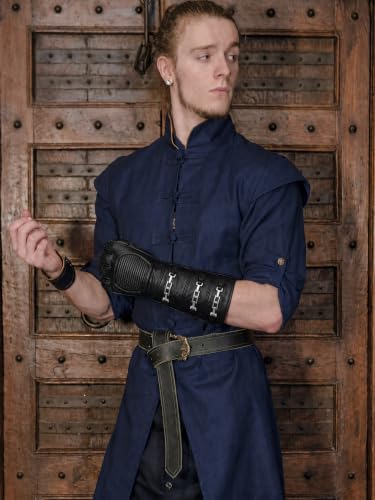 Image of URBAN BUCK Sky Real Sheepskin Leather Costume Gauntlet Glove - Regular Fit Long Arm Cuff Mens Unlined Cosplay Gloves