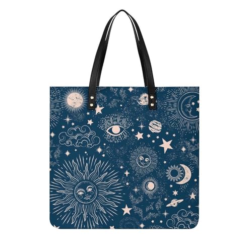 Sac cabas motif soleil lune finitions soignées pour femme élégante