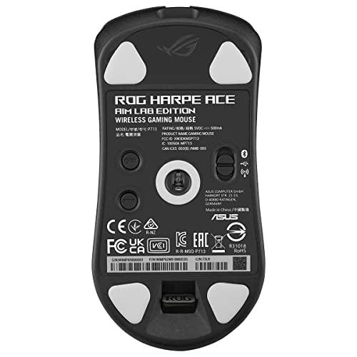 ROG Harpe Ace Aim Lab Edition Mouse Gaming, Super Leggero, 36000 dpi, Wireless 2.4 GHz, Bluetooth, Bassa Latenza, USB, Batteria a Lunga Durata, Illuminazione RGB Aura SYNC, Bianco - Mouse gaming - Immagine 7