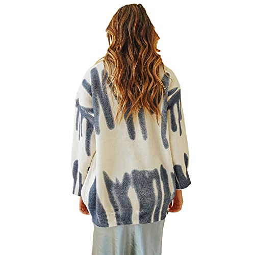 Women Tie Dye Oversized Knit Pullover Sweater Crewneck Long Sleeve Loose Sweatshirt Y2K E-Girls 90s Knitwear Jumper Top4