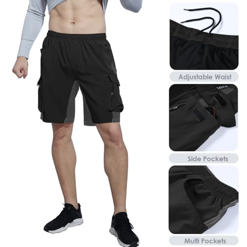 Image of VAYAGER Men's Hiking Cargo Shorts Lightweight Multi Pocket Casual Outdoor Travel Shorts for Fishing Camping