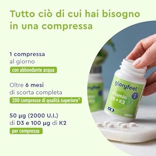 Vitamina D3 K2, Vitamina D, Eletto PRODOTTO DELL'ANNO 2025, Qualità Premium K2VITAL®, 200 Compresse, Vitamina D3 2000 UI + 100 µg Vitamina K, Supporta Ossa, Denti, Articolazioni e Sistema Immunitario