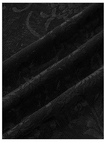 Verdusa Women's Goth 70s Lace Bell Bottoms Sexy See Through Pants Y2K Flare Pants Party Clubwear Black X-Large4