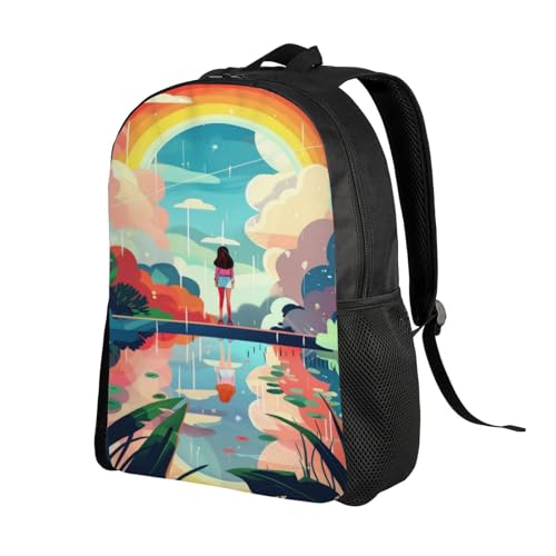 Waterproof Backpack Rainbow Reflection Rain 16Inch Unisex Backpack Gym Casual Daypack for Women Men Gift2