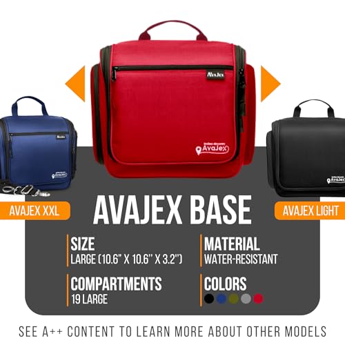 Travel Toiletry Bag for Men and Women - Large Hanging Toiletry Organizer - Waterproof Hygiene Bag with Metal XXL Swivel Hook, with Sturdy Zippers and 19 Compartments for Toiletries, Makeup, Cosmetics