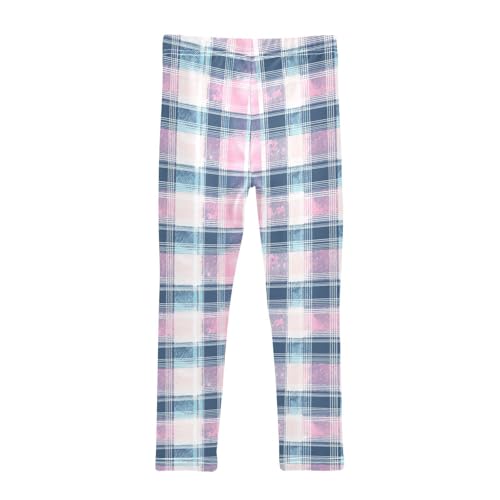 Checkered Blue Girls Leggings,Workout Leggings for Girls Toddler Athletic Legging Size for 3-10T2