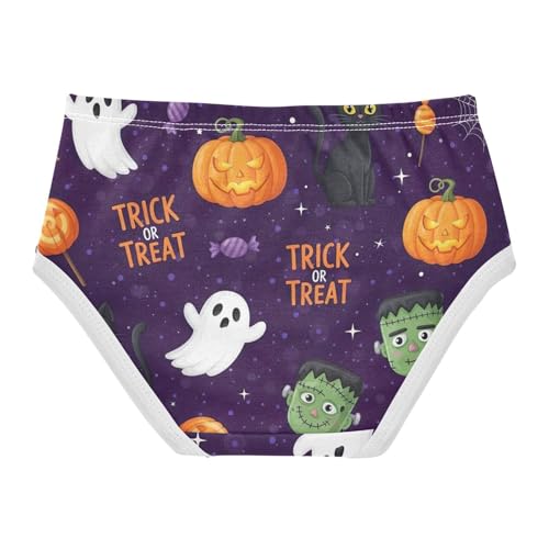 Toddler Panties, Vibrant Halloween Purple Girls' Cotton Brief Underwear, 2–8 Years2