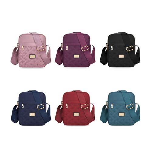 Women Oxford Cloth Crossbody Bag Embroidery Multi-Zipper Shoulder Bag Adjustable Strap Crossbody Bag Suitable for Travel3