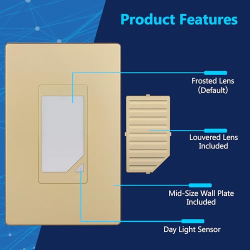 Image of LIDER Full Face LED Decorator Guide Light, 120VAC /15A, Matte Gold