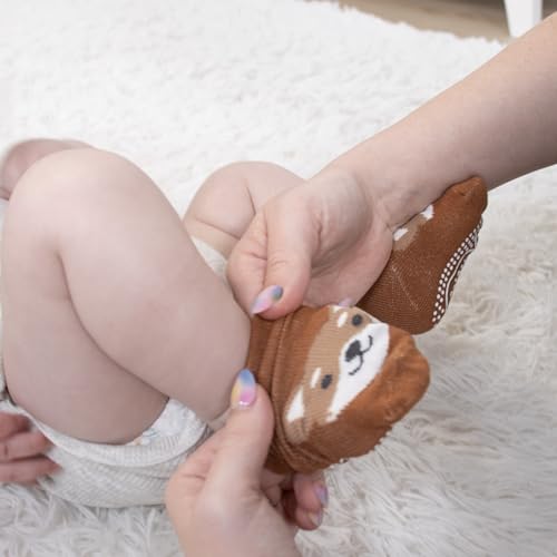 The Peanutshell Organic Baby Unisex Socks 0-24 Months Set of 12 - Non-Slip Grip Soft Cotton Newborn & Toddler Socks - Neutral4