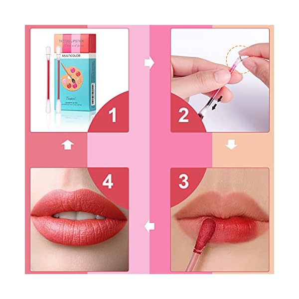Tattoo Lipstick Cotton Swab, 20pcs Long-Lasting and Kiss-proof Cotton Swab Lip Glaze, Durable Waterproof Non-Stick…