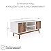 Nathan James Wesley Scandinavian TV Stand Media Console with Wooden Frame and Cabinet Doors, White/Rustic Oak