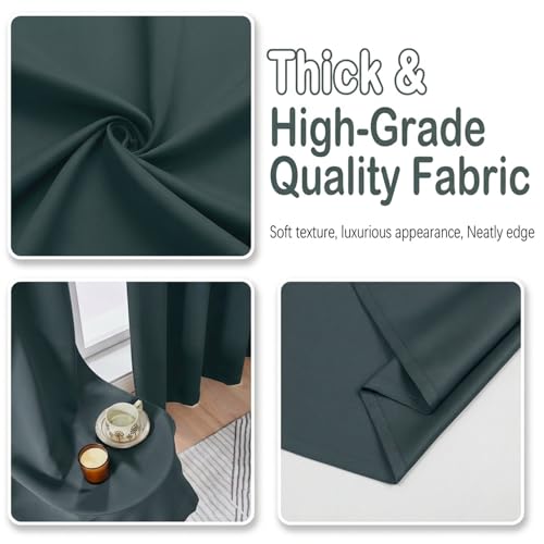 Image of Dark Green Blackout Curtains for Bedroom 72 Inch Length 2 Panels Set, Thermal Insulated Curtains for Living Room Nursery, Energy Saving Window Drapes for Patio French Door Front Door, 2x40Wx72L