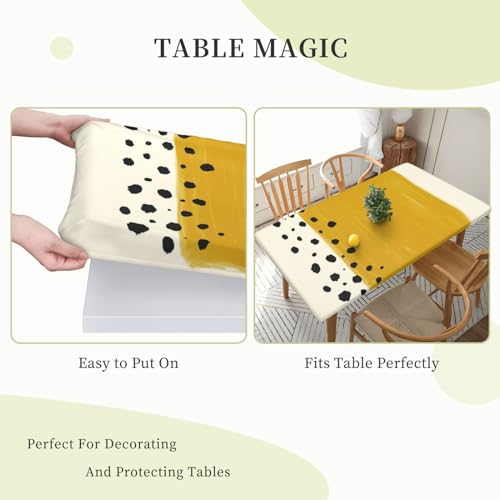 Nappe rectangulaire jaune moutarde élastique pour table camping 1,5m - 4