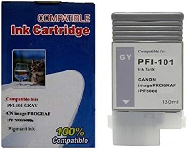 Vivid Colors PFI-101 Compatible Ink Cartridge Replacement for Canon PFI-101GY (130ml, Gray) for iPF5000, iPF6000S Printers