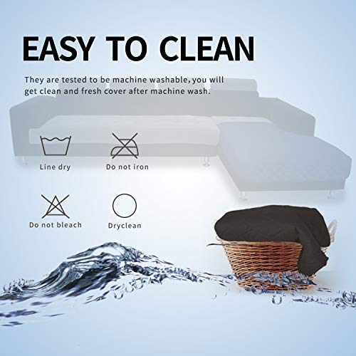 Image of Easy-Going L Shape Sectional Sofa Slipcover 42 x 68 Inches Rectangular Chaise Lounge Reversible Furniture Protector for Pets Kids Children Dog Cat (Chocolate /Chocolate)