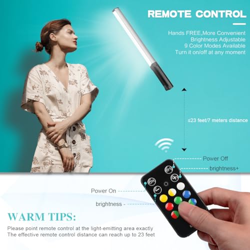 Hagibis RGB Handheld LED Video Light Wand Stick Photography Light 9 Colors,with Built-in Rechargable Battery and Remote Control,1000 Lumens Adjustable 3200K-5600K,Hot Shoe Adapter Included.. by Hagibis - Image 2