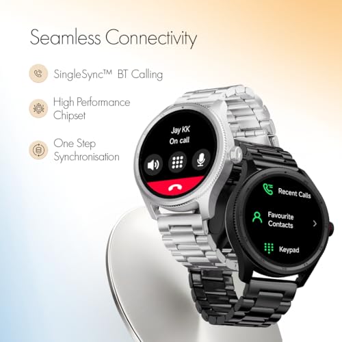 Image of Fastrack Magnus FX1 1.38 inch Display Metal Case Smart Watch with Single Sync BT Calling, Functional Crown, 100+ Sports Modes, Health Tracking, in-Built Games - Smartwatch for Men (Silver)