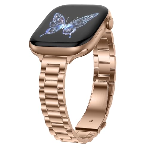 Bracelet Apple Watch métal mince or rose résout le problème des poignets fins