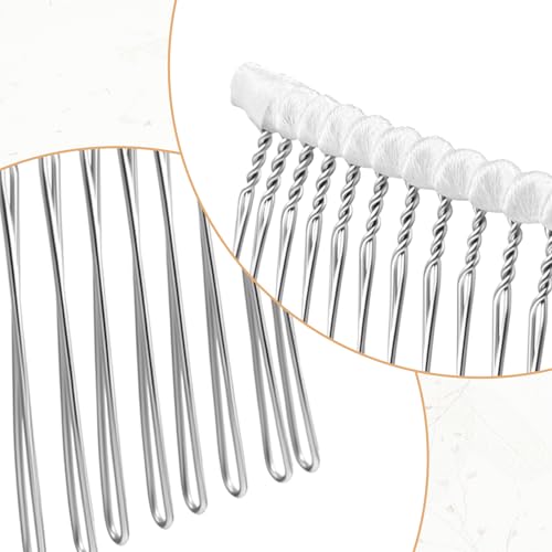 3 Peines para velo de boda con 20 dientes extra largos miniatura 6