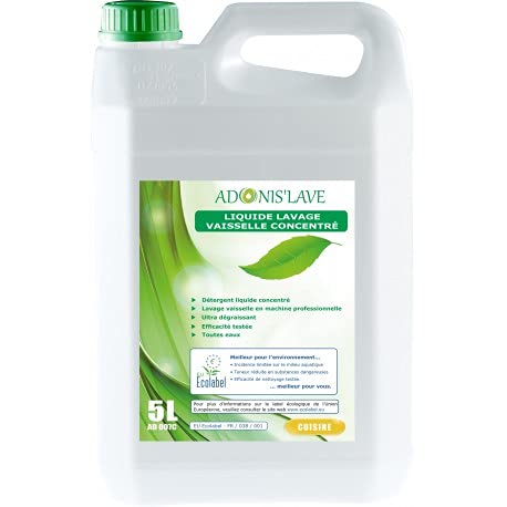 Liquide vaisselle ultra concentré ADONIS' LAVE formule biodégradable en bidon de 5l