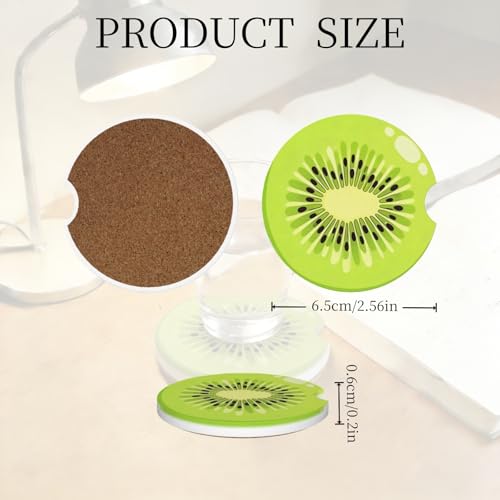 Portavasos cerámicos para carro, 2 piezas, diseño Kiwi Fruit miniatura 2