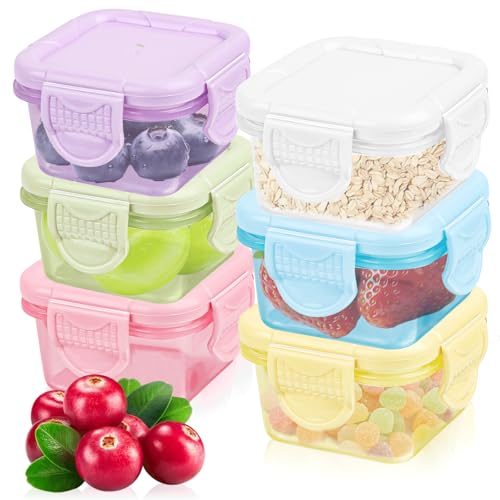 Juego de 6 recipientes pequeños para tuppers con tapa, 6 unidades, pequeños, con tapa, reutilizables, 60 ml, para aperitivos, frutas, ensaladas, mermelada, especias, salsa