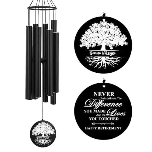 Image of Personalized Retirement Wind Chimes for Outside, 36 inch Happy Retirement Gift for Women, Men, Coworker, Colleague, Boss, Teacher, Nurse, Friend, Going Away Garden Patio Decor