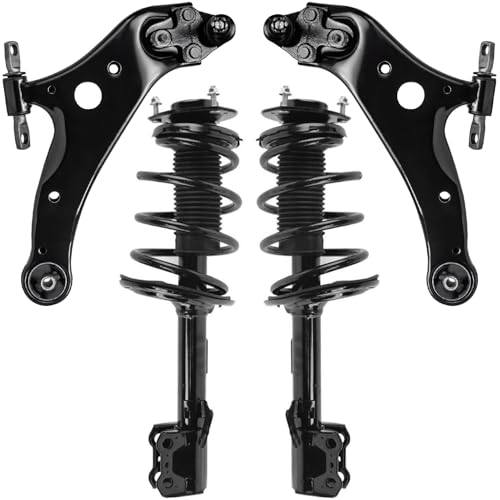 Image of Detroit Axle - 4pc Front Struts Control Arms for 2010-2013 Highlander RX350 RX450h, Quick Struts w /Coil Spring Lower Control Arms 2011 2012 Replacement Quick Install Ready Struts Shocks Assembly
