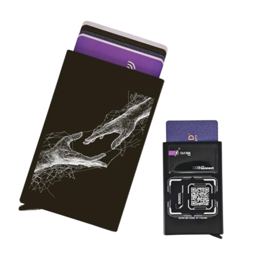 Image of Zip-Tap NFC Digital Contact Sharing Wallet | Black Metal | Laser Engraved Cyberpunk Design | Software Included | RFID Blocking (Synapse)