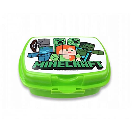 GOLDKIDS Minecraft broodtrommel voor kinderen, 18 x 13,5 x 6,5 cm, broodtrommel voor ontbijt, drinkfles, school, vrije… - Afbeelding 4