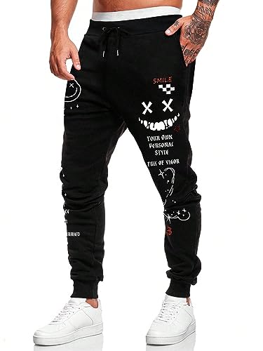 WDIRARA Men's Graphic Print Knot Front Sweatpants Drawstring Elastic Waist Trousers with Pockets 6