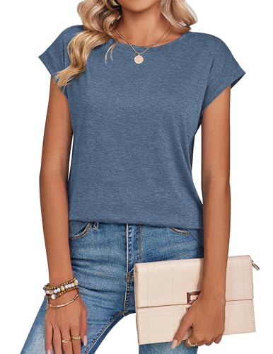 Image of Zeagoo Womens Tops Summer Casual Cap Sleeve Tshirts Shirts Business Dressy Spring Fashion Outfits Trendy Clothes