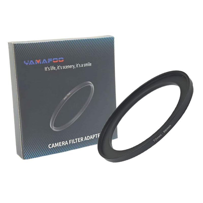 YAMAFOO 72mm to 86mm Step-Up Ring/Step Down Rings Filter Adapter for All Brands UV ND CPL Metal Ring Step-Up Rings Adapter Filter,Black (72-86)
