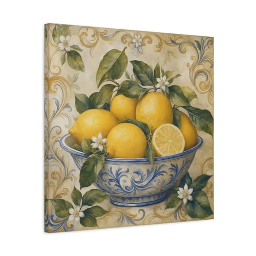 Tableau de cuisine citrons jaunes 60x60 pour habiller un mur vide
