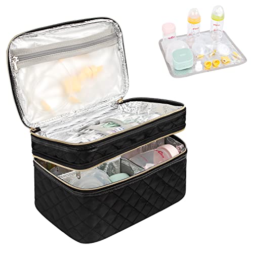Image of Breast Pump Bag, Compatible with Willow and Elvie Wearable Breast Pump, Ethereal Carrying Case for Medela Pump in Style and Waterproof Pump Parts Pad