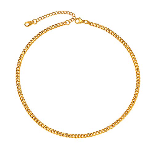 Mens Gold Chain Women Luxury Curb Cuban Link Gold Necklace Jewelry Chain 3mm 14 inch Short Choker