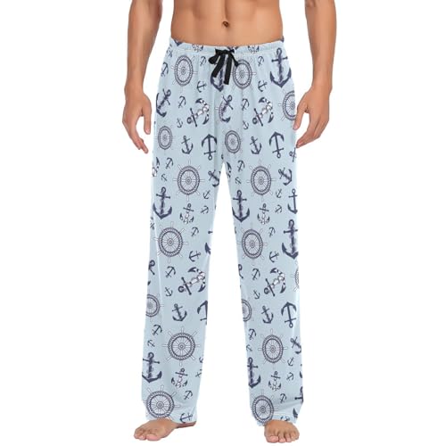 Mens Pajama Pants Nautical Anchors Ship Boat Lounge Men's Pajama Bottoms Soft Sleep Pants With Pockets L