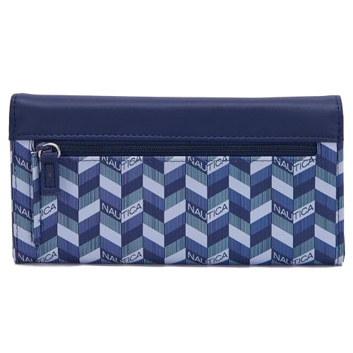 Image of Nautica Money Manager RFID Women's Wallet Clutch Organizer, Navy Blue