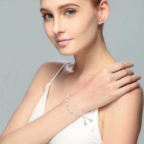Pearl Bracelet for Women Gold Adjustable Slider Dainty Chain Bracelet Bride Bridesmaid Birthday Jewelry Gift for Women2