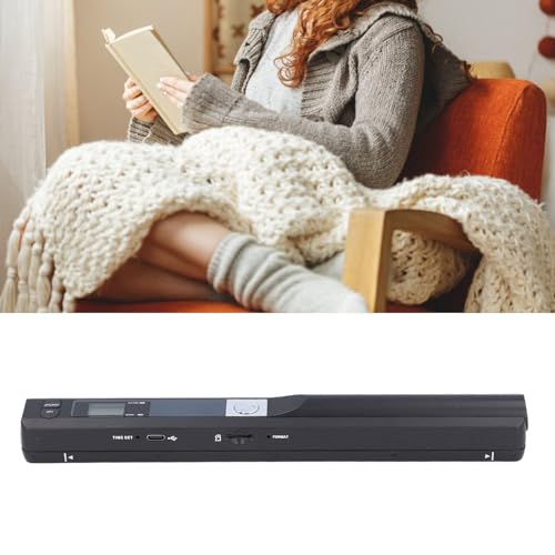 Scanner Portable, Scanner d'images Portable de 900 DPI avec étui, Scanner Photo avec Baguette de numérisation pour Documents A4 Images Pages Textes (Black)