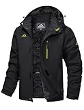 MAGCOMSEN Ski Jacket Men Winter Warm Snow Coats Waterproof Fleece Lining Hooded Hiking Snowboarding Skiing Parka Raincoat Black, XL