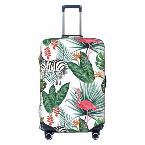 VOSERY Travel Luggage Cover - zebra Flamingo Tropical Palm leaves Washable Suitcase Covers Protector Fits 18-32 Inch Luggage