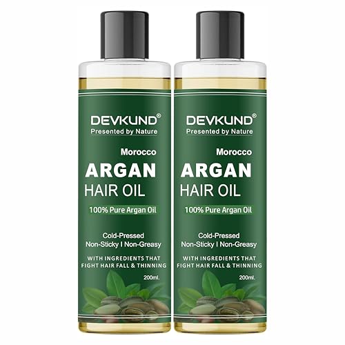 Image of Devkund 100% Pure And Natural Moroccan Argan Oil for Dry and Coarse Hair & Skin care 400ml | Hair Fall | Hair Growth