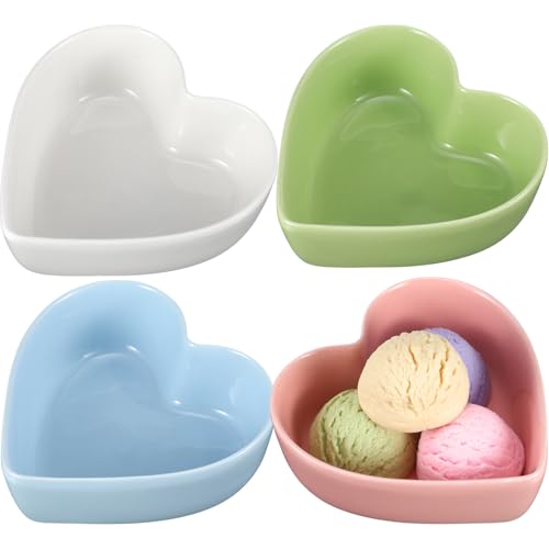 Teenyyou 4 Pcs Heart Shaped Bowls 6 Inch Ceramic Valentine Bowls Porcelain Heart Shape Plate for Salad Soup Snack Dessert Home Household Cooking Wedding Anniversary (Elegant)