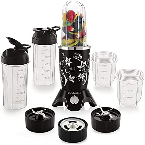Cookwell Bullet Mixer Grinder (5 Jars, 3 Blades, Black) - Copper, 600 Watts - 2 Year Warranty