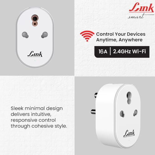 Image of Link NEO+ Wi-fi Smart plug 16A (White) | App Control, Energy Monitoring, Timer & Scheduling | Large Appliances like Geysers, Microwave Ovens, Air Conditioners | Plug & Play Smart Automation